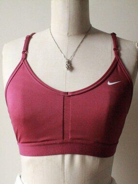 nike burgundy dri fit racerback sports bra size s